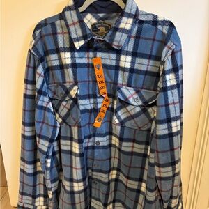 Men's Blue and White Plaid Flannel Fleece Shirt XXL Outdoors